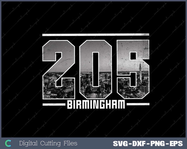 Vintage Birmingham 205 Area Code Alabama Skyline SVG Cut files