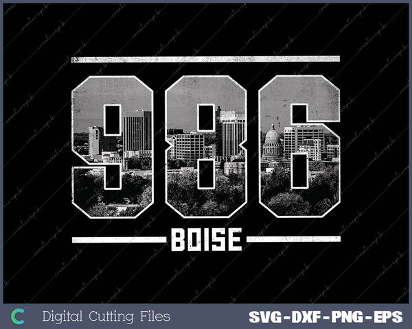 Vintage Boise 986 Area Code Idaho Skyline SVG Cut files