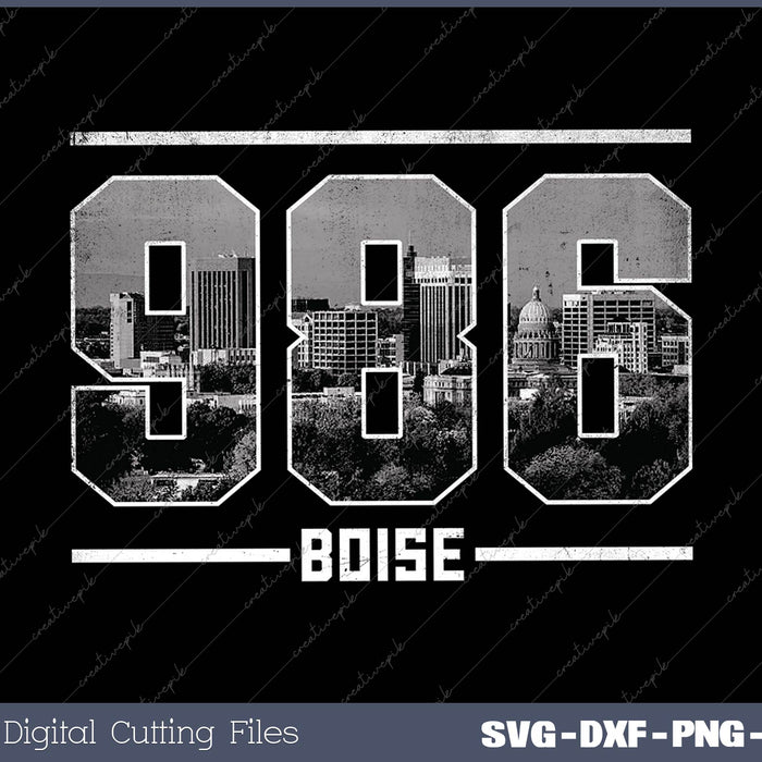 Vintage Boise 986 Area CodeIdaho Skyline