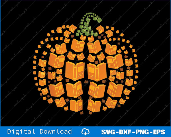 Vintage Book Pumpkin Autumn Fall Librarians Bookworm Teacher SVG PNG File