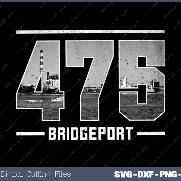Vintage Bridgeport 475 Area Code Connecticut Skyline