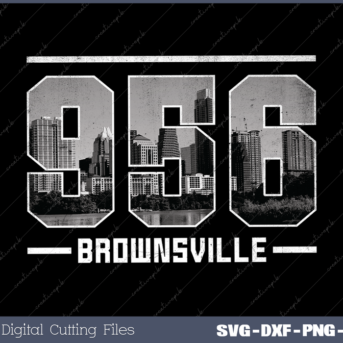 Vintage Brownsville 956 Area Code Texas Skyline