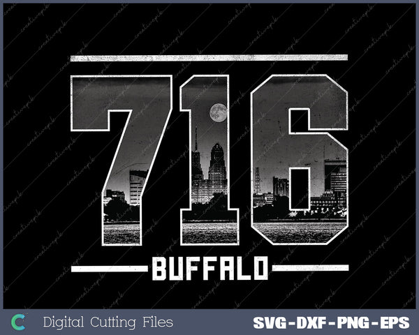 Vintage Buffalo 716 Area Code New York State Skyline SVG Cut files