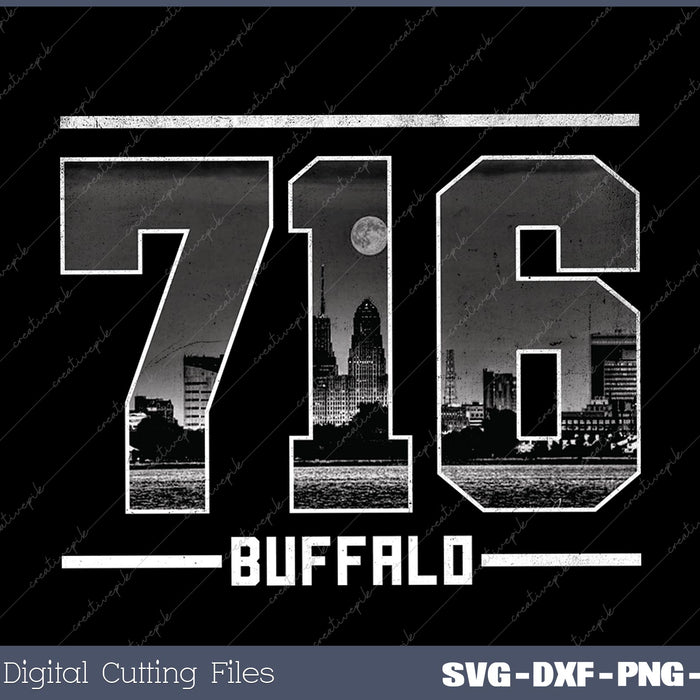 Vintage Buffalo 716 Area Code New York State Skyline