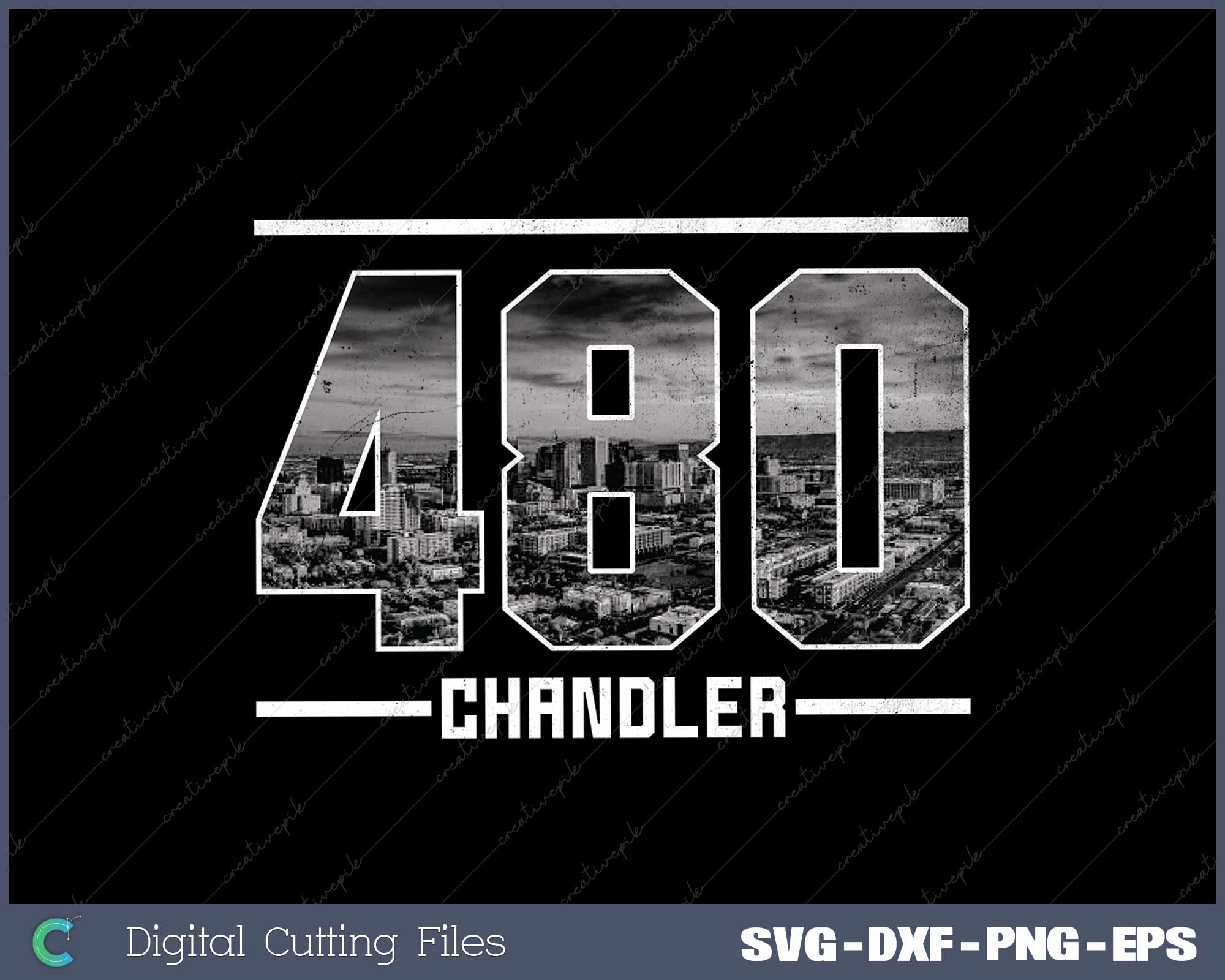Vintage Chandler 480 Area Code Arizona Skyline SVG PNG Cutting Files ...