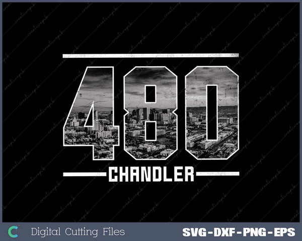 Vintage Chandler 480 Area Code Arizona Skyline SVG Cut files