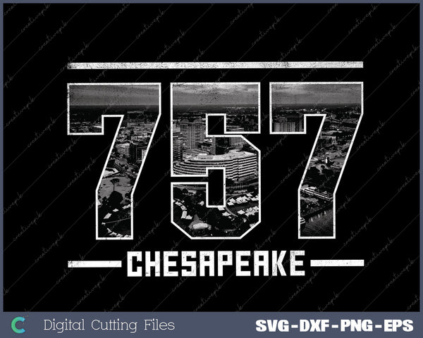 Vintage Chesapeake 757 Area Code Virginia Skyline SVG Cut files