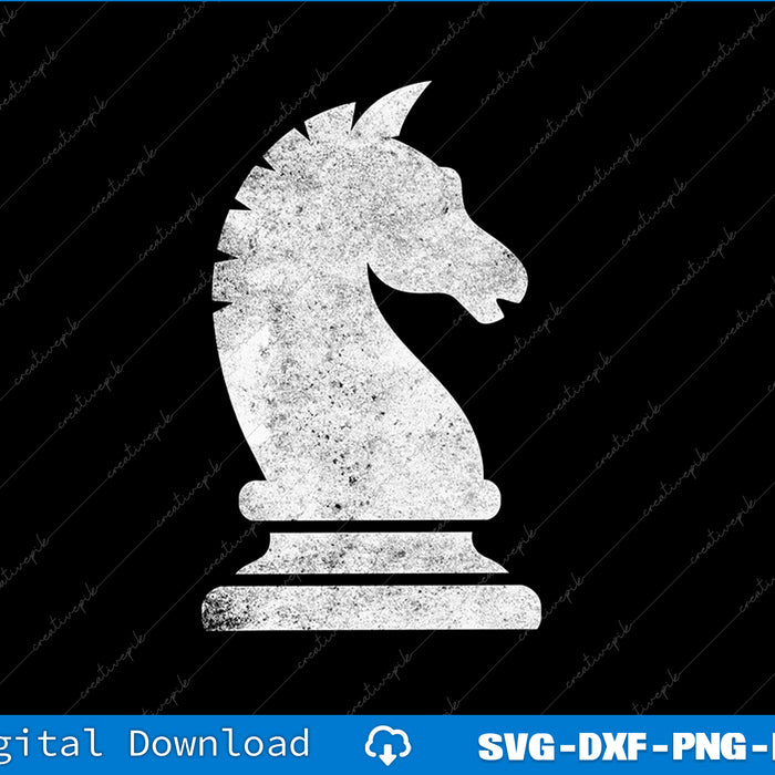 Vintage Chess White Knight Chess Piece Tee SVG PNG Cutting File