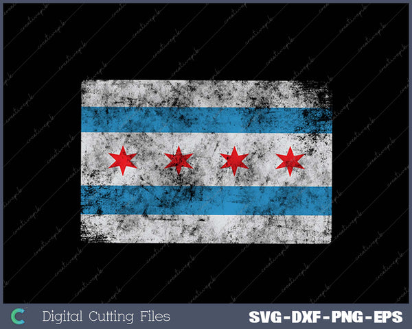 Vintage Chicago Flag Souvenir SVG PNG Cutting Printable Files