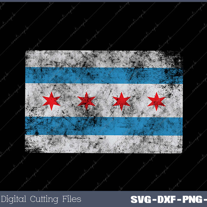 Vintage Chicago Flag Souvenir SVG PNG Cutting Printable Files