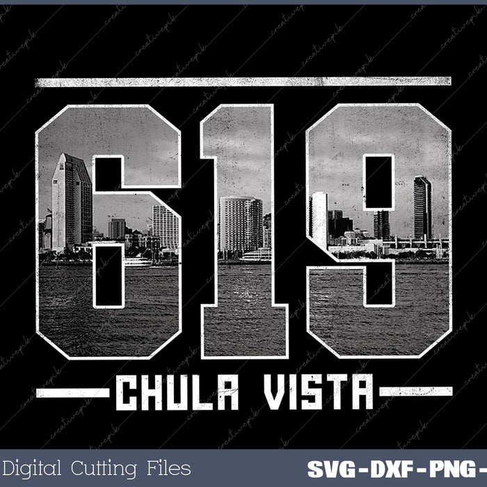 Vintage Chula Vista 619 Area Code California Skyline