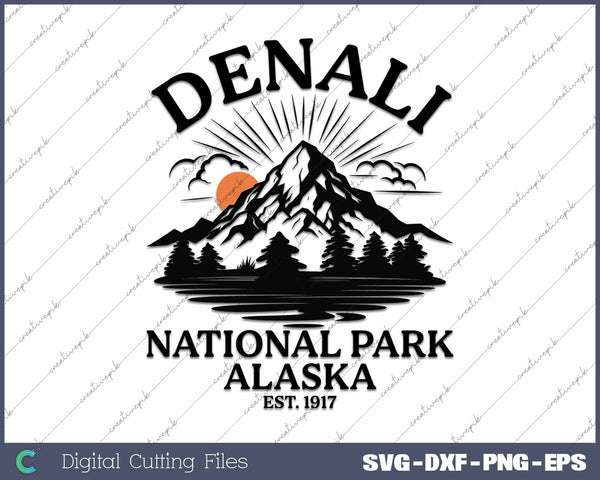 Vintage Denali National Park Alaska SVG PNG Cutting Printable Files