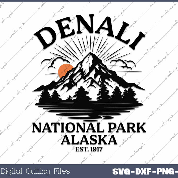 Vintage Denali National Park Alaska SVG PNG Cutting Printable Files
