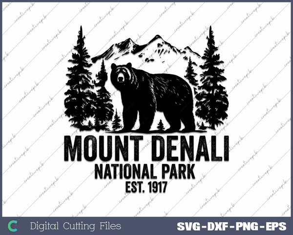 Vintage Denali National Park Alaska Mountains 1917 Denali SVG PNG Cutting Printable Files