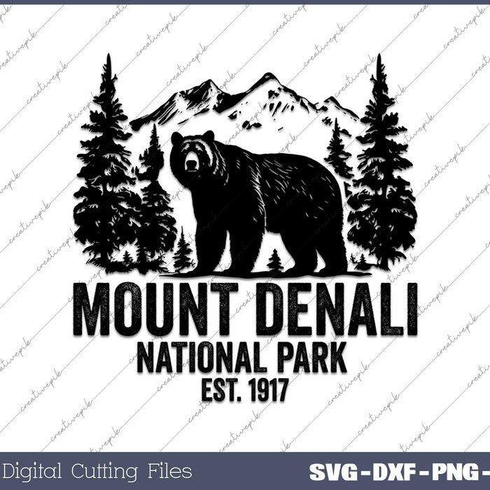 Vintage Denali National Park Alaska Mountains 1917 Denali SVG PNG Cutting Printable Files