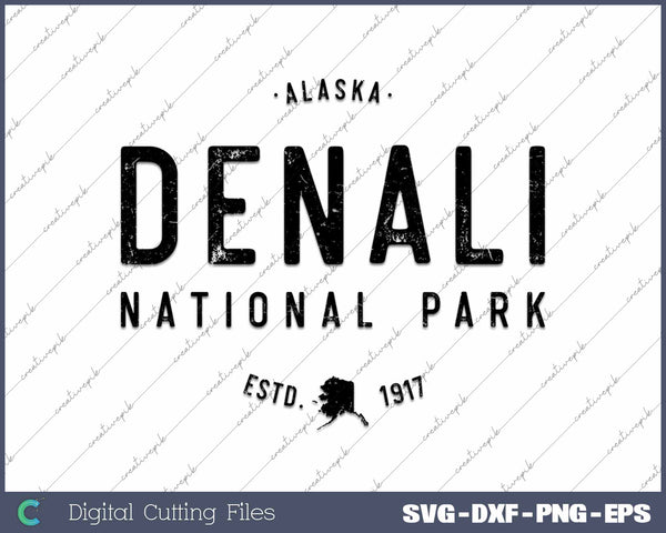 Vintage Denali National Park Alaska Retro Vacation Souvenir SVG PNG Cutting Printable Files