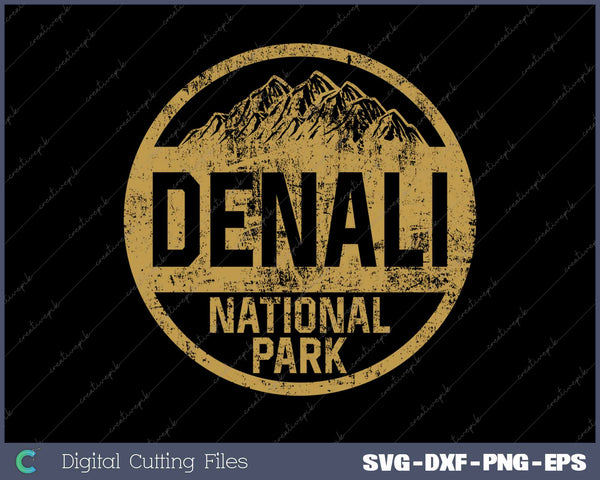 Vintage Denali National Park Alaska Souvenir Retro SVG PNG Cutting Printable Files