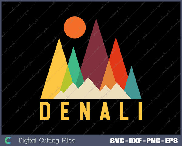 Vintage Denali Retro National Park Geometric SVG PNG Cutting Printable Files