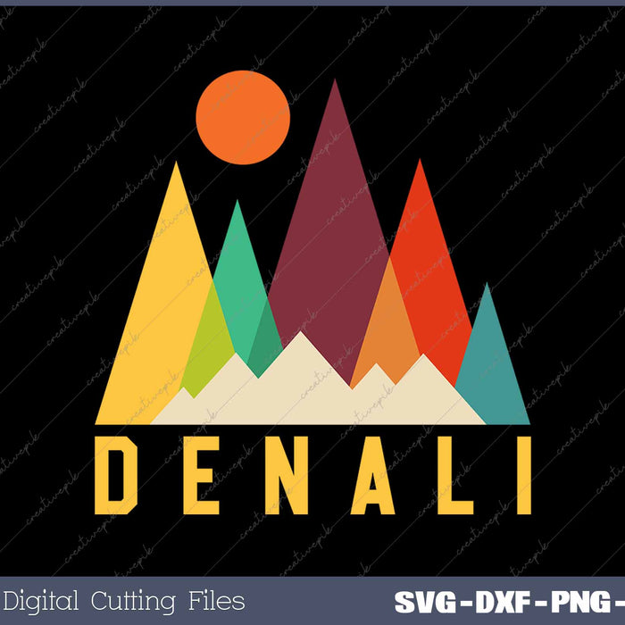 Vintage Denali Retro National Park Geometric SVG PNG Cutting Printable Files