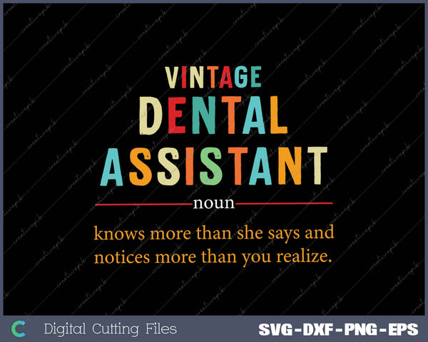 Vintage Dental Assistant Definition noun Funny Appreciation