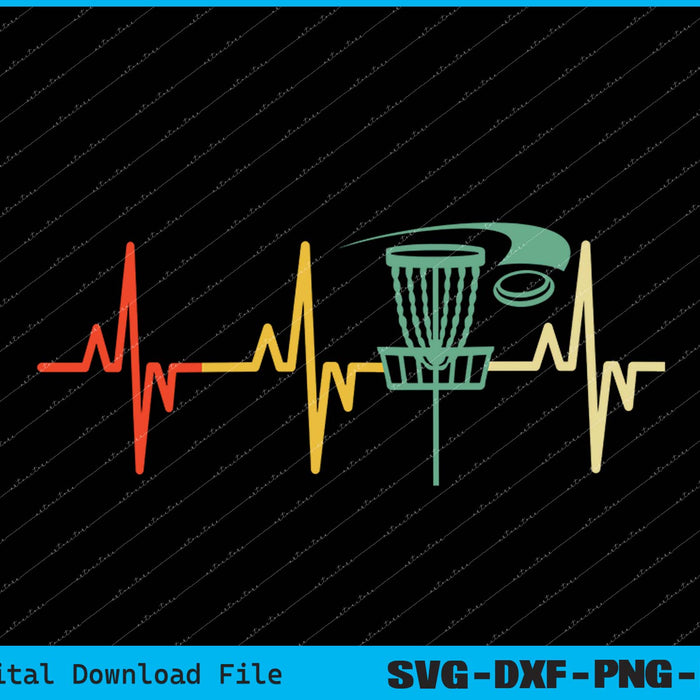 Vintage Disc Golf Retro Heartbeat Gift Disc Golf SVG PNG Cutting Printable Files