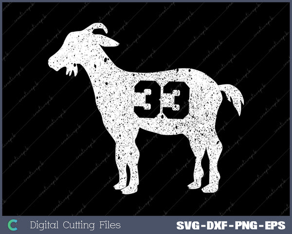 Vintage Distressed GOAT 33 SVG PNG Cutting Printable Files