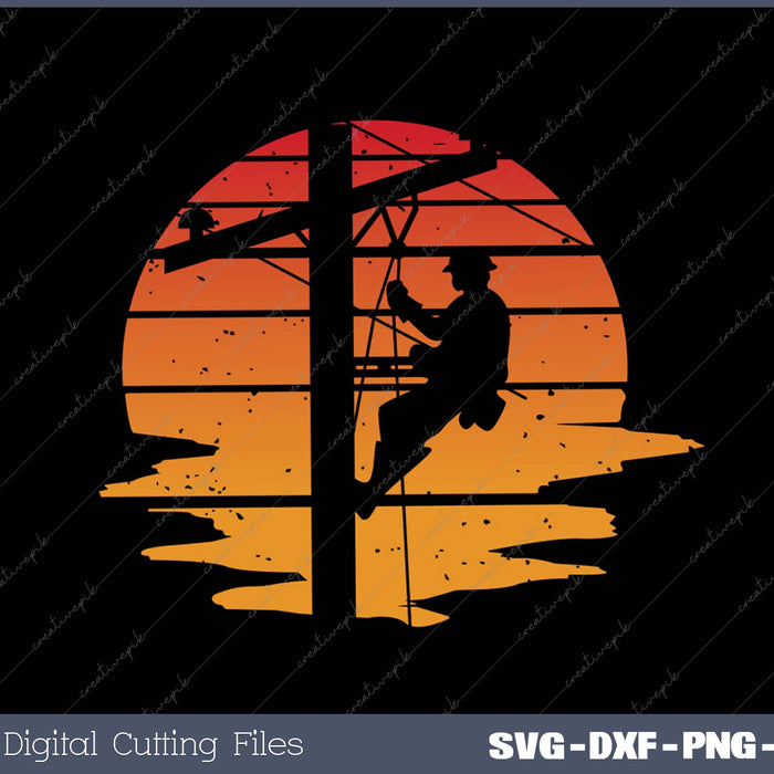 Vintage Distressed Lineman SVG PNG Cutting Printable Files