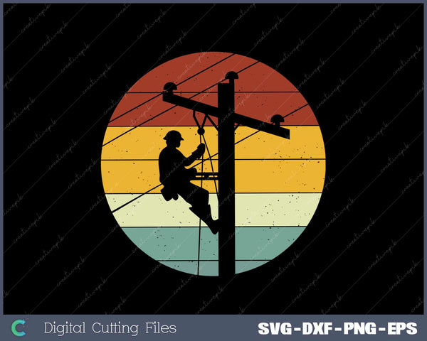 Vintage Distressed Lineman Power Pole Electricians SVG Cut file