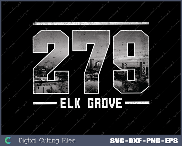 Vintage Elk Grove 279 Area Code California Skyline SVG Cut files