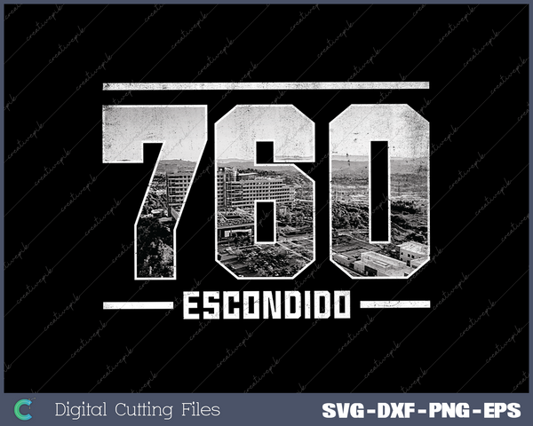 Vintage Escondido 760 Area Code California Skyline SVG Cut files