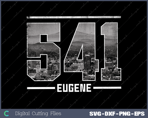 Vintage Eugene 541 Area Code Oregon Skyline SVG Cut files