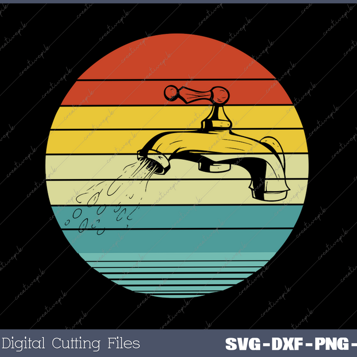 Vintage Faucet Plumbing Gifts Men Women Plumber Pipefitter SVG PNG Cutting Printable Files