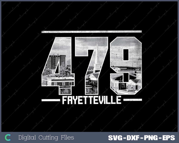 Vintage Fayetteville 479 Area Code Arkansas Skyline SVG Cut files