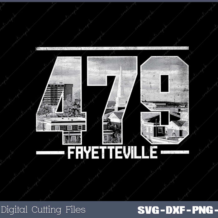 Vintage Fayetteville 479 Area Code Arkansas Skyline SVG File