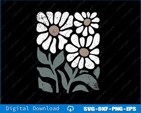 Vintage Floral Women Boho Wildflowers SVG PNG Cutting Printable Files