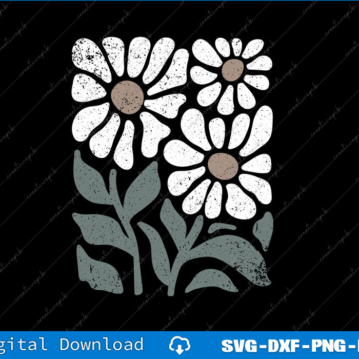 Vintage Floral Women Boho Wildflowers SVG PNG Cutting Printable Files