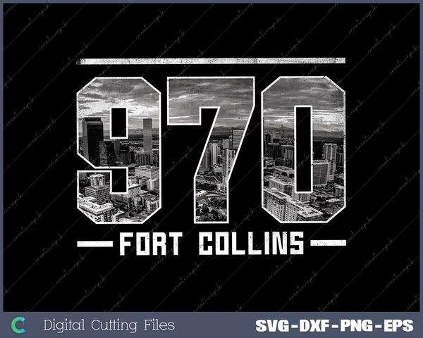 Vintage Fort Collins Grove 970 Area Code Colorado Skyline