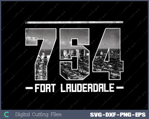 Vintage Fort Lauderdale 754 Area Code Florida Skyline