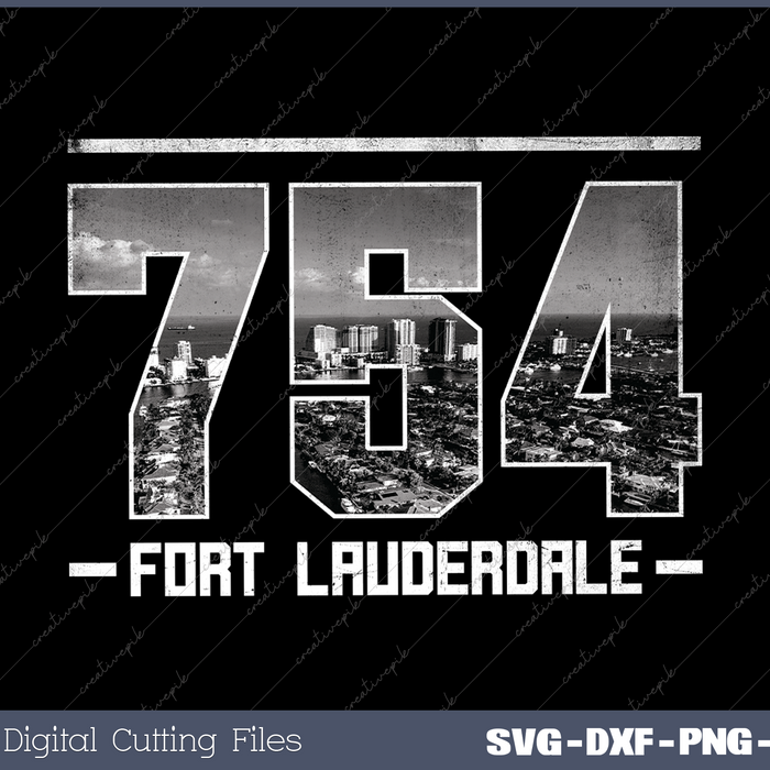 Vintage Fort Lauderdale 754 Area Code Florida Skyline