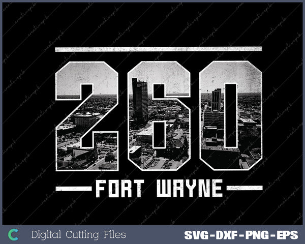 Vintage Fort Wayne 260 Area Code Indiana Skyline SVG Cut files