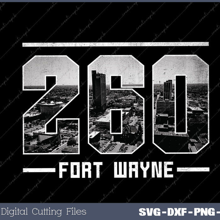 Vintage Fort Wayne 260 Area CodeIndiana Skyline