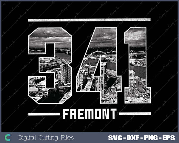 Vintage Fremont 341 Area Code California Skyline SVG Cut files