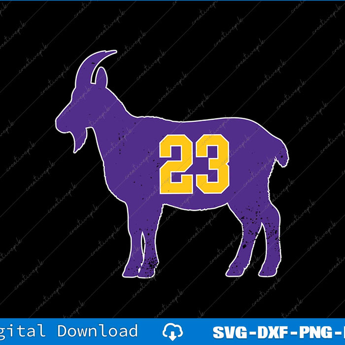 Purple goat silhouette with number 23 on a black background