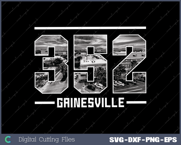 Vintage Gainesville 352 Area Code Florida Skyline SVG Cut files