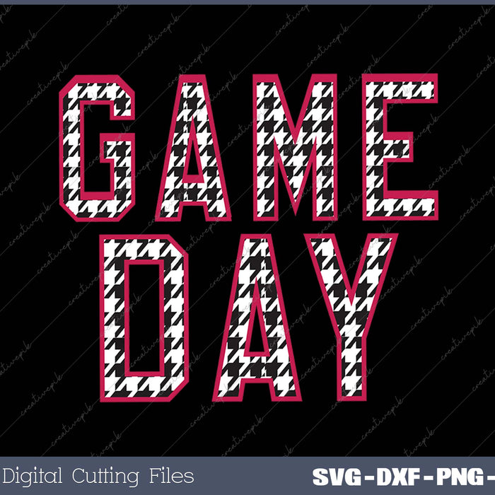Vintage Game Day Houndstooth Alabama American Football Fans 