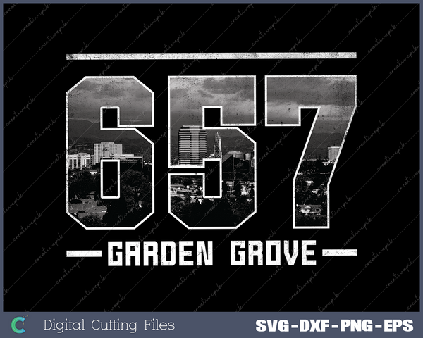 Vintage Garden Grove 657 Area Code California Skyline SVG Cut files