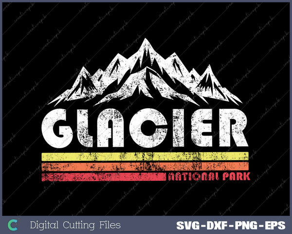 Vintage Glacier National Park Retro Mountain Souvenir