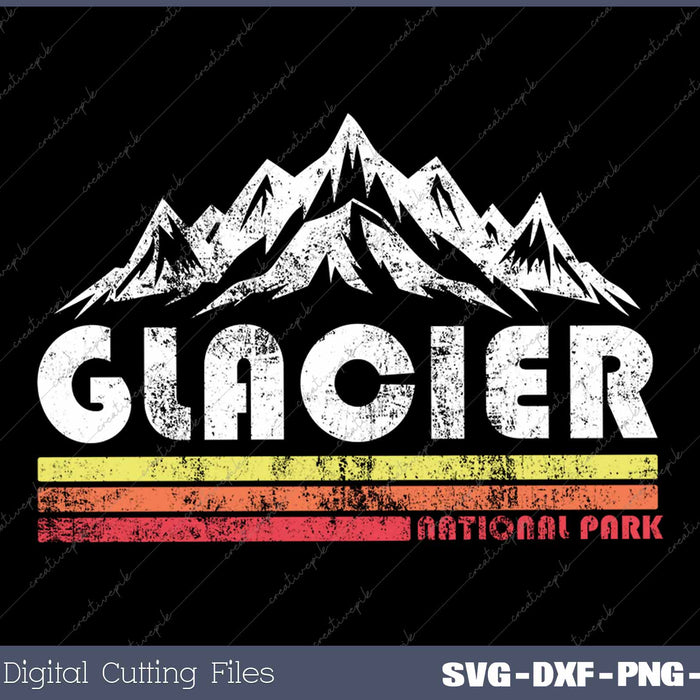 Vintage Glacier National Park Retro Mountain Souvenir