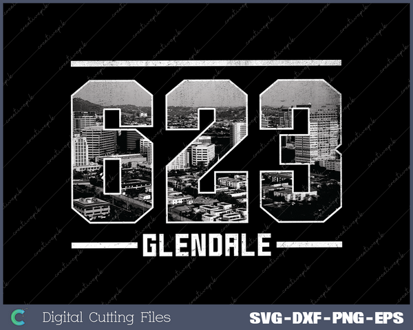 Vintage Glendale 623 Area Code Arizona Skyline SVG Cut files