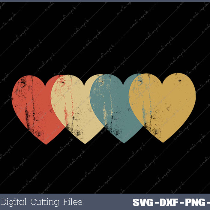 Vintage Hearts Cool Retro Valentines Day SVG PNG Cutting Printable Files